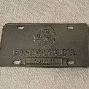 East Carolina ECU Pirates Alumni Pewter License Plate with seal.